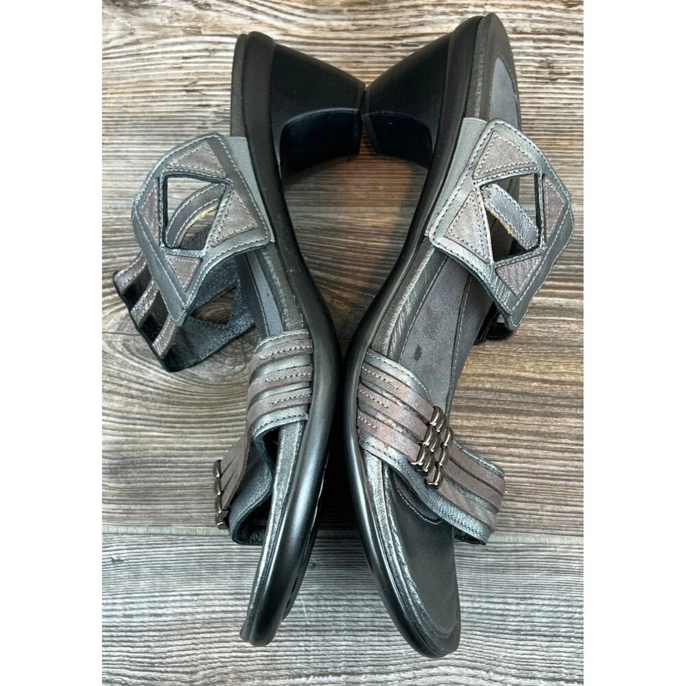 Naot‎ Womens Grey Leather Comfort Heels Sandals EUR 41 US 10.5 Open Toe/Back